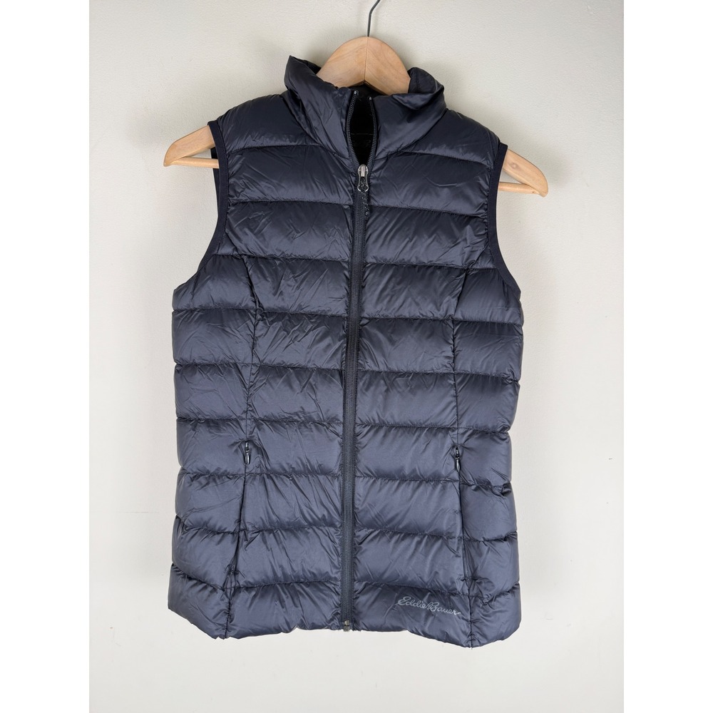 Eddie Bauer Black Sleeveless 650 EB Down Puffer Vest Jacket Size XS Full Zip